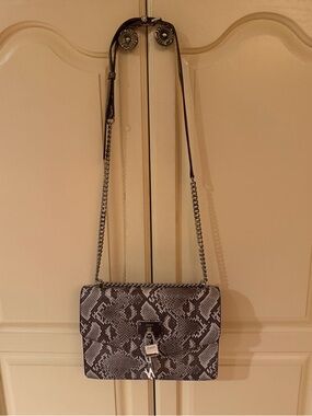 DKNY Black and Gray Snake-Print Crossbody Bag